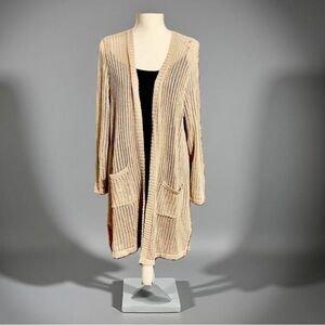 Charter Club Cream with Gold Open-Front Sweater / Cardigan XL